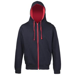 AWDIS JH053 - Sudadera con capucha y cierre Varsity New French Navy/ Fire Red