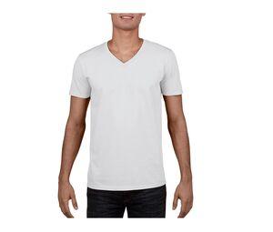 Gildan GN646 - Camiseta con cuello en V para hombre 100% algodón Blanca