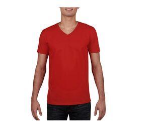 Gildan GN646 - Camiseta con cuello en V para hombre 100% algodón Roja