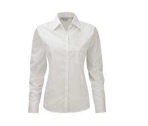 Russell Collection JZ36F - Ladies' Long Sleeve Pure Cotton Easy Care Poplin Shirt Blanca