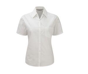 Russell Collection JZ37F - Ladies' Short Sleeve Pure Cotton Easy Care Poplin Shirt Blanca