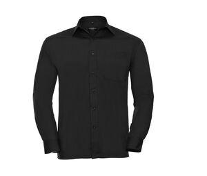 Russell Collection JZ934 - Men's Long Sleeve Polycotton Easy Care Poplin Shirt Negro