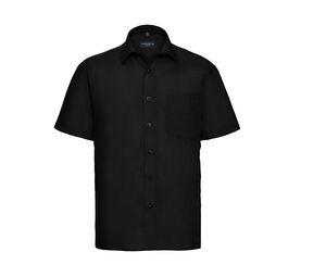 Russell Collection JZ935 - Men's Short Sleeve Polycotton Easy Care Poplin Shirt Negro