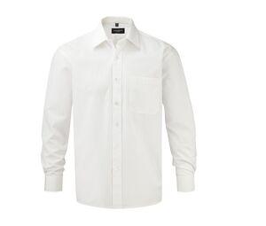 Russell Collection JZ936 - Men's Long Sleeve Pure Cotton Easy Care Poplin Shirt Blanca