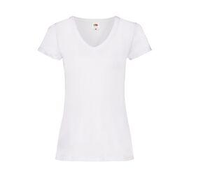 Fruit of the Loom SC601 - Camiseta con cuello en V para mujer Blanca
