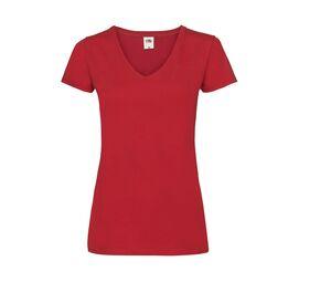 Fruit of the Loom SC601 - Camiseta con cuello en V para mujer Roja