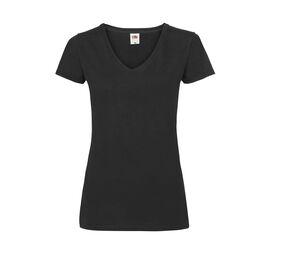 Fruit of the Loom SC601 - Camiseta con cuello en V para mujer Negro