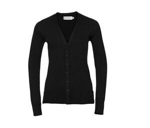 Russell Collection JZ715 - Ladies' V-Neck Knitted Cardigan Negro