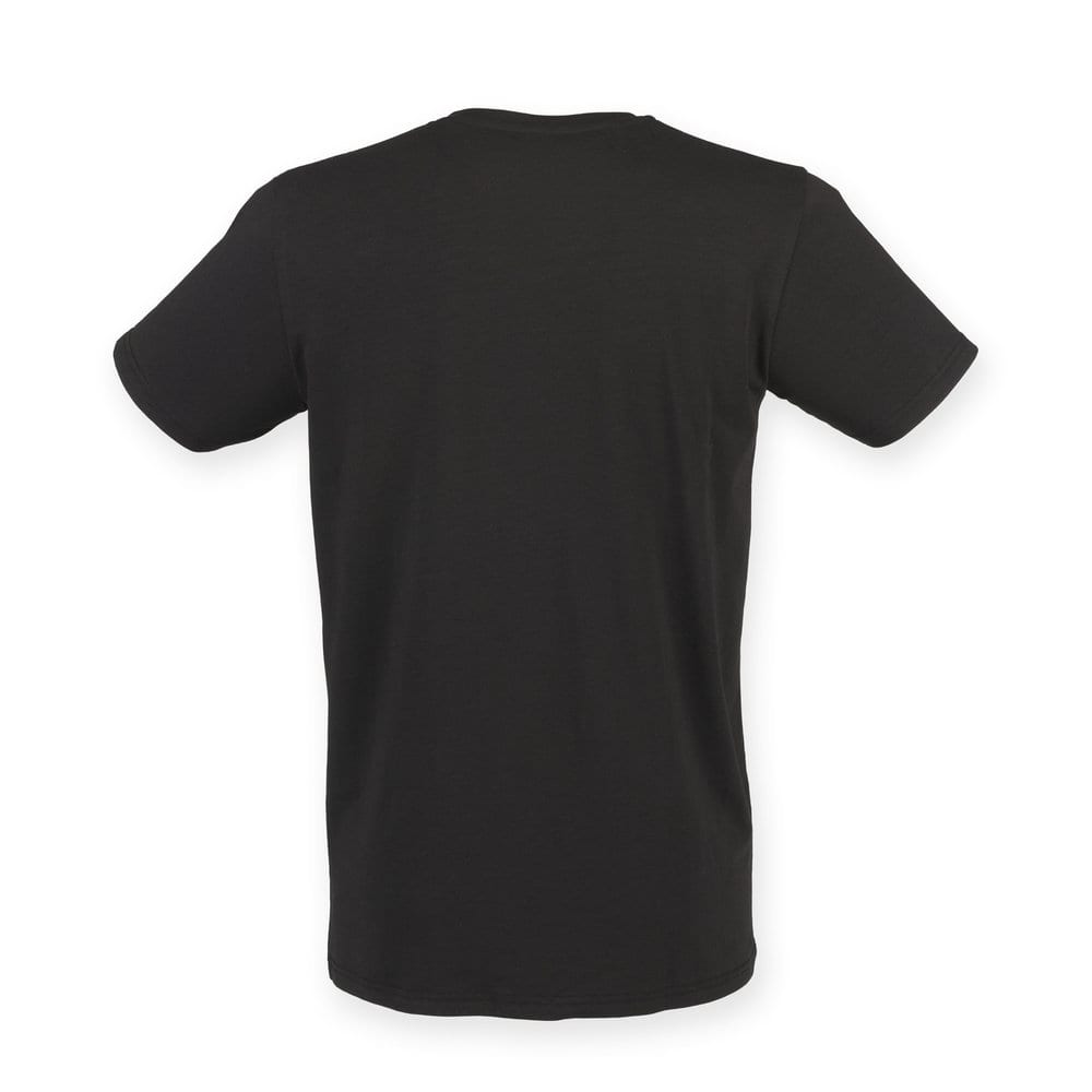 Skinnifit SF122 - Camiseta de Hombre de Algodón Elásstico Con Cuello de Pico