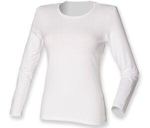 Skinnifit SK124 - Camiseta mujer stretch manga larga Blanca
