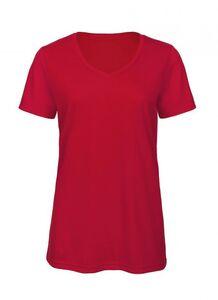 B&C BC058 - Camiseta mujer triblend cuello pico Red