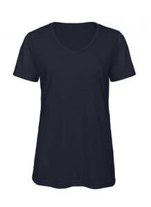 B&C BC058 - Camiseta mujer triblend cuello pico Navy