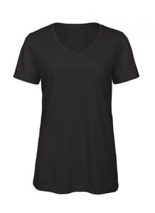 B&C BC058 - Camiseta mujer triblend cuello pico Negro