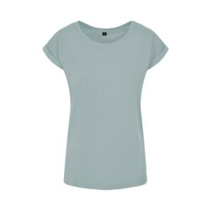 Build Your Brand BY021 - Camiseta mujer con hombros extendidos Mar Azul
