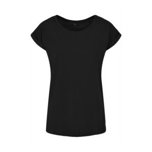 Build Your Brand BY021 - Camiseta mujer con hombros extendidos Negro