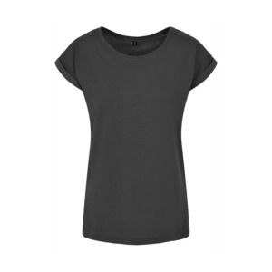 Build Your Brand BY021 - Camiseta mujer con hombros extendidos Charcoal