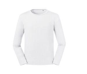 Russell RU100M - Camiseta de manga larga orgánica para hombres Blanca