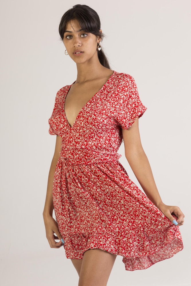 Printed dress with plunging neckline