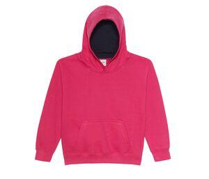 AWDIS JH03J - Sudadera infantil con capucha a contraste Hot Pink/ French Navy