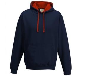 AWDIS JH003 - Sudadera con capucha en contraste New French Navy / Fire Red