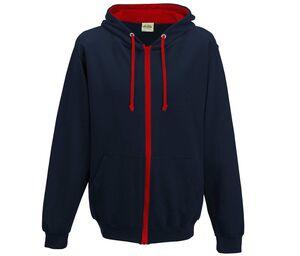 AWDIS JH053 - Sudadera con cremallera en contraste French Navy/Fire Red