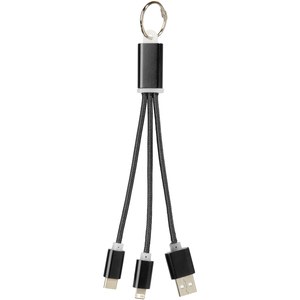 PF Concept 134961 - Cable de carga 3 en 1 con llavero "Metal" Solid Black