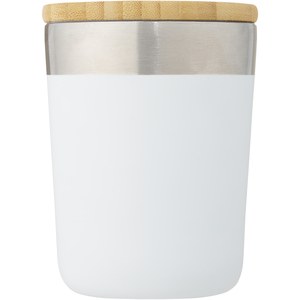 PF Concept 100670 - Vaso de 300 ml de acero inoxidable con aislamiento al vacío de cobre y tapa de bambú "Lagan" Blanca