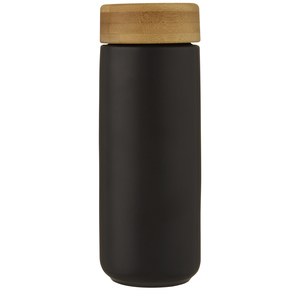 PF Concept 100705 - Vaso de cerámica de 300 ml con tapa de bambú "Lumi" Solid Black