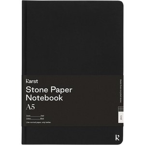 Karst® 107798 - Libreta de tapa dura de papel de piedra A5 cuadriculada "Karst®" Solid Black