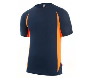 VELILLA V5501 - Camiseta técnica bicolor Navy / Fluo Orange