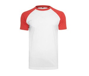 BUILD YOUR BRAND BY007 - T-shirt baseball Blanco / Rojo