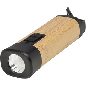 STAC 104570 - Linterna de plástico reciclado con mosquetón de bambú/RCS "Kuma"